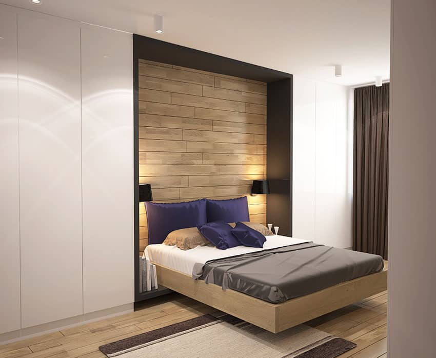 Murphy bed with accent and track lighting
