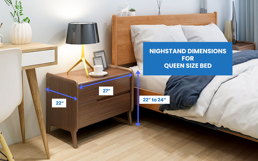 Nightstand dimensions for queen size bed
