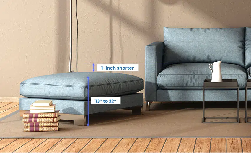 Ottoman for sectional sofa size