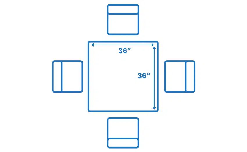 Square card table dimensions