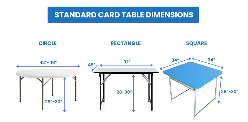 Standard card table dimensions