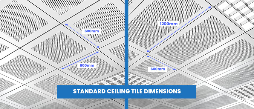 Standard ceiling tile dimensions in millimeters