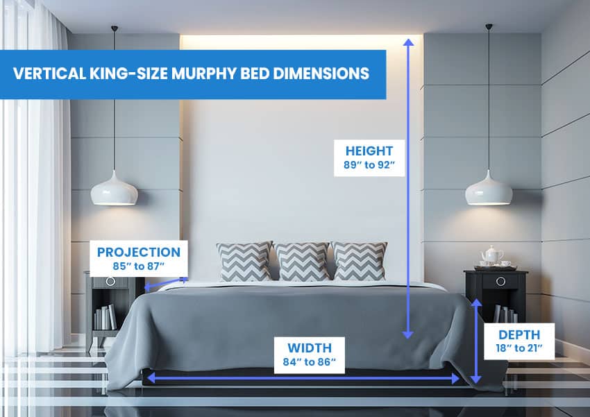 Vertical king-size murphy wall bed sizes