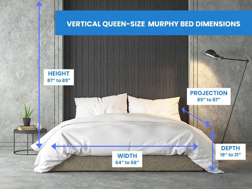 Vertical queen size murphy bed dimensions