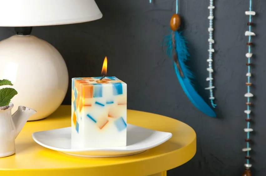 Aromatic candle lamp yellow nightstand