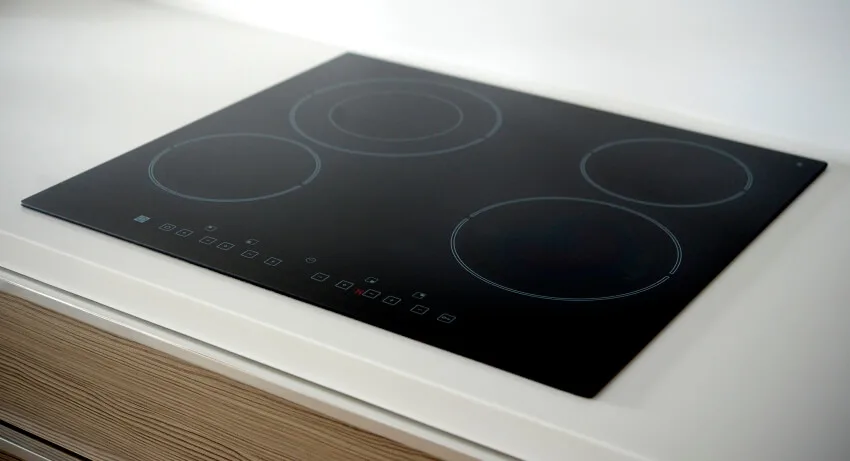 Built in electric cooktop in a kitchen
