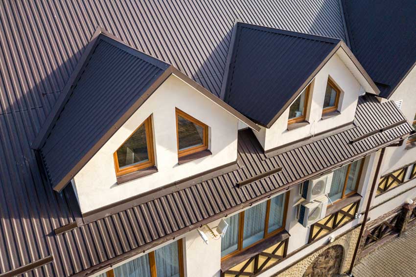 Corrugated metal roof dormer windows glass
