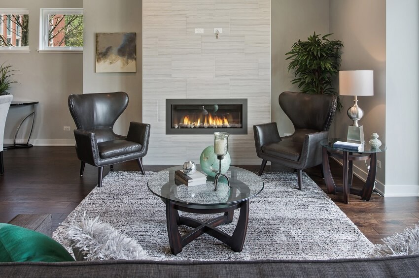 family living room in newly built house