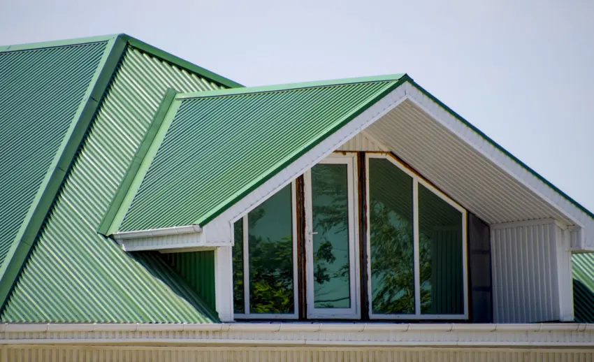 Green corrugated roof 