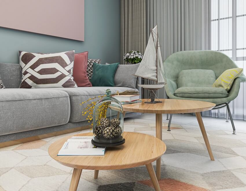 Modern design minimalist style living room design with sofa table