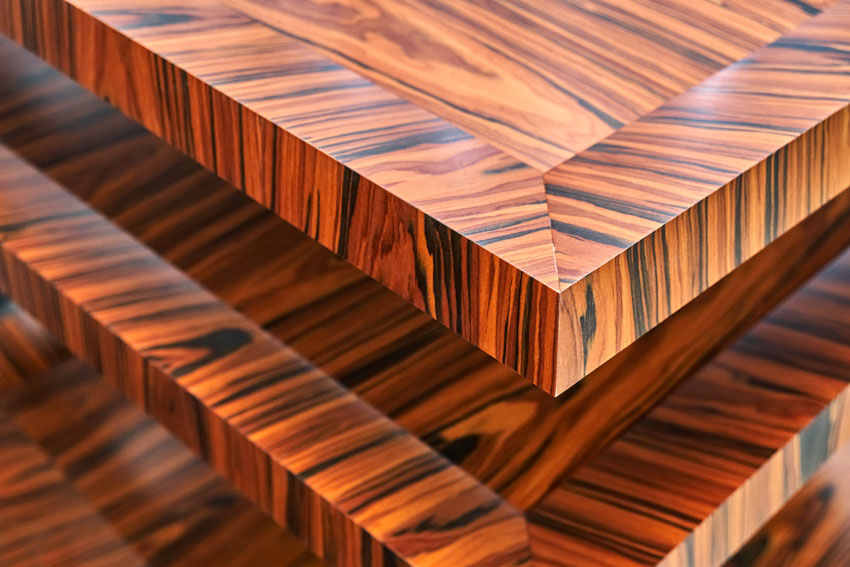Multiple wood veneer blocks