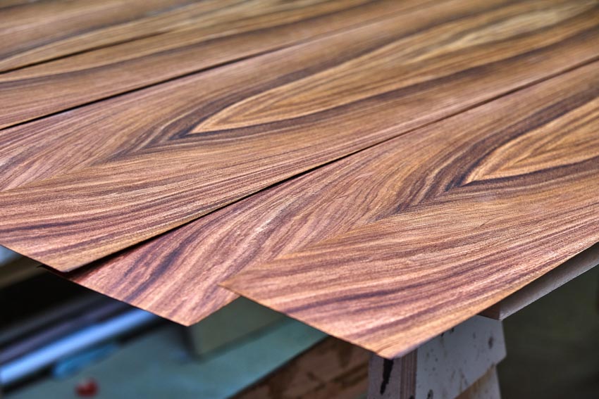 Sheets of wood veneer for kitchen cabinets