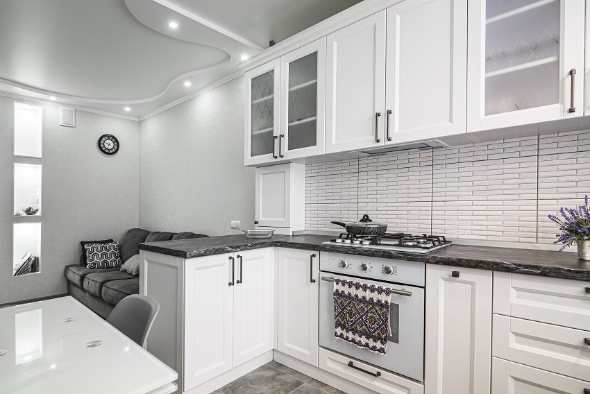 Simple well designed modern white kitchen interior