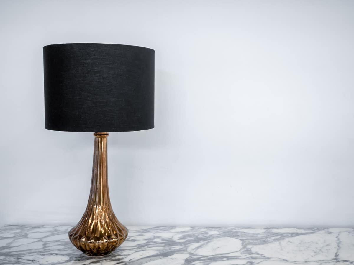 velvet lamp with gold painted body