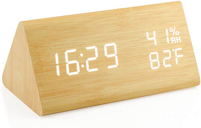 wood grain alarm clock