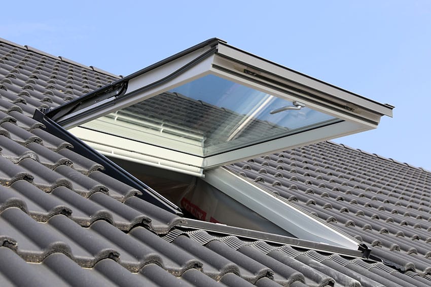 Open skylight on roof