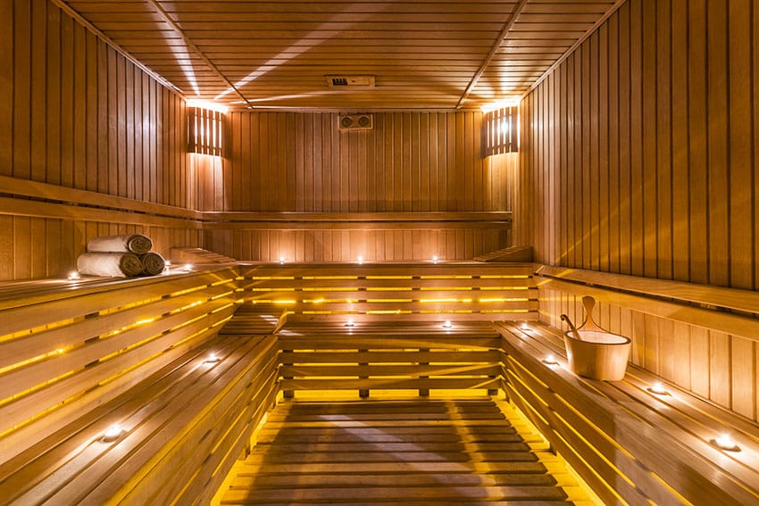 Sauna with 2 layer bench
