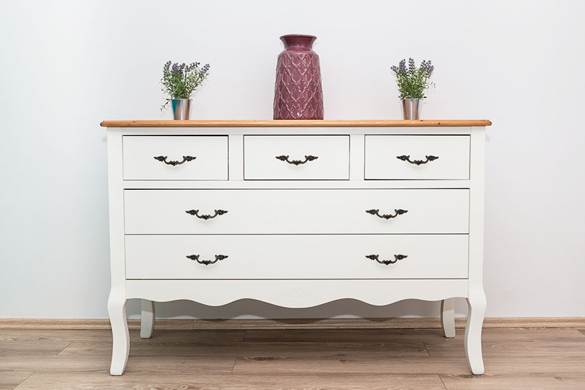 White drawer with plants