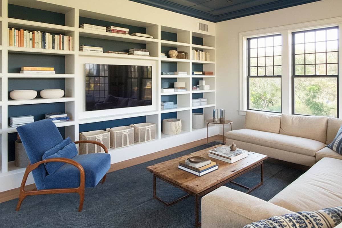 Built in bookshelves