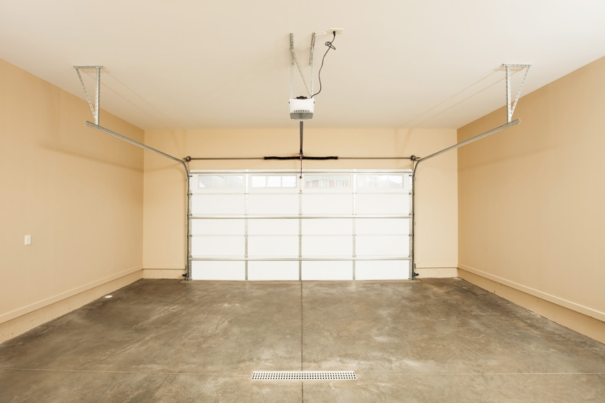 Empty garage sealed floor door opener