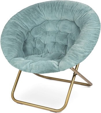 Blue folding chair in velvet fabric