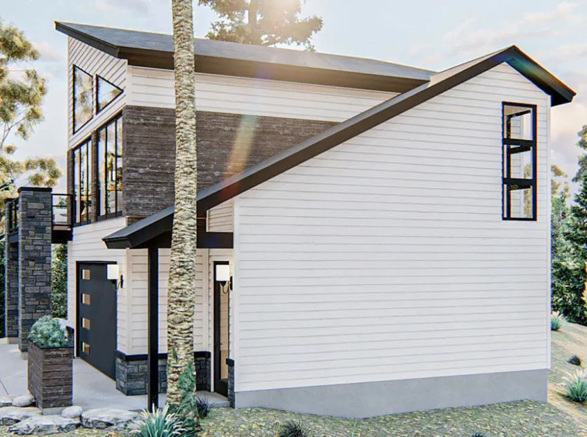 Modern carriage house exterior siding white