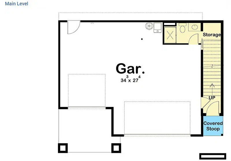 Modern carriage house floor plan 1st floor with garage