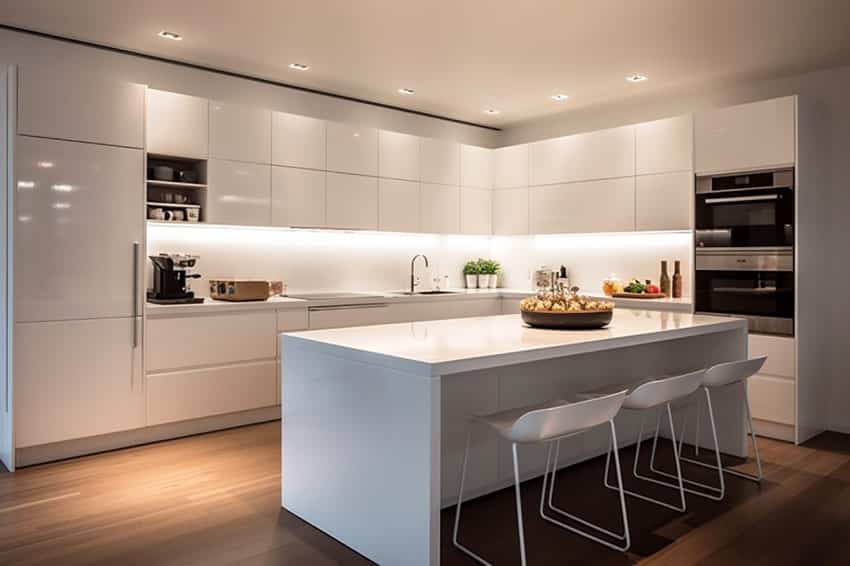 Modern white modular kitchen cabinets