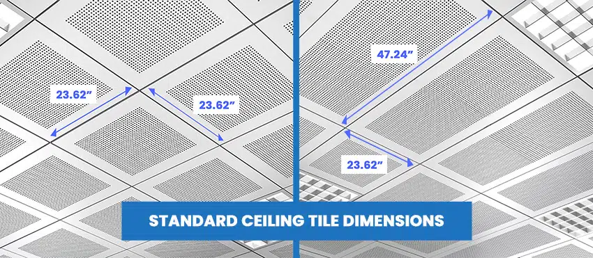 Standard ceiling tile dimensions in inches