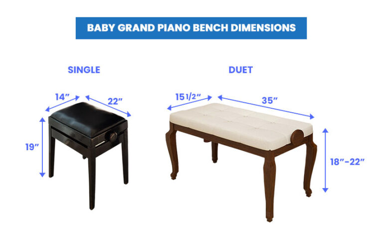 Piano Bench Dimensions (Standard Baby, Grand, Upright & Spinet)