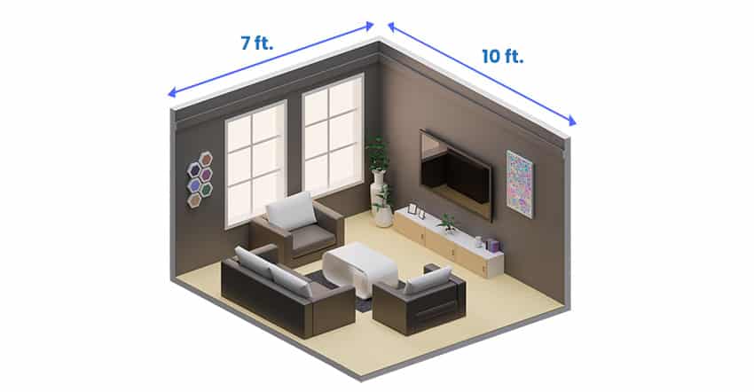 Isometric room dimensions