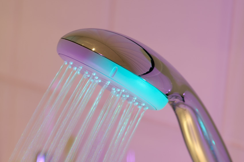 Bathroom smart shower head with LED light