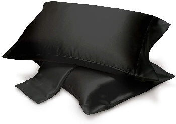 Black satin pillowcases with envelope closure