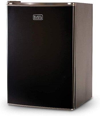 Black single door mini fridge with freezer