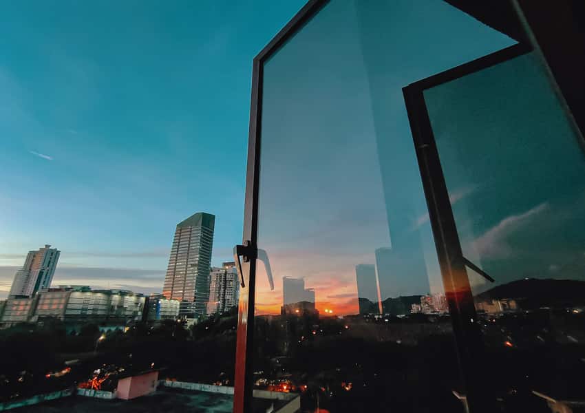 Windows overlooking the city