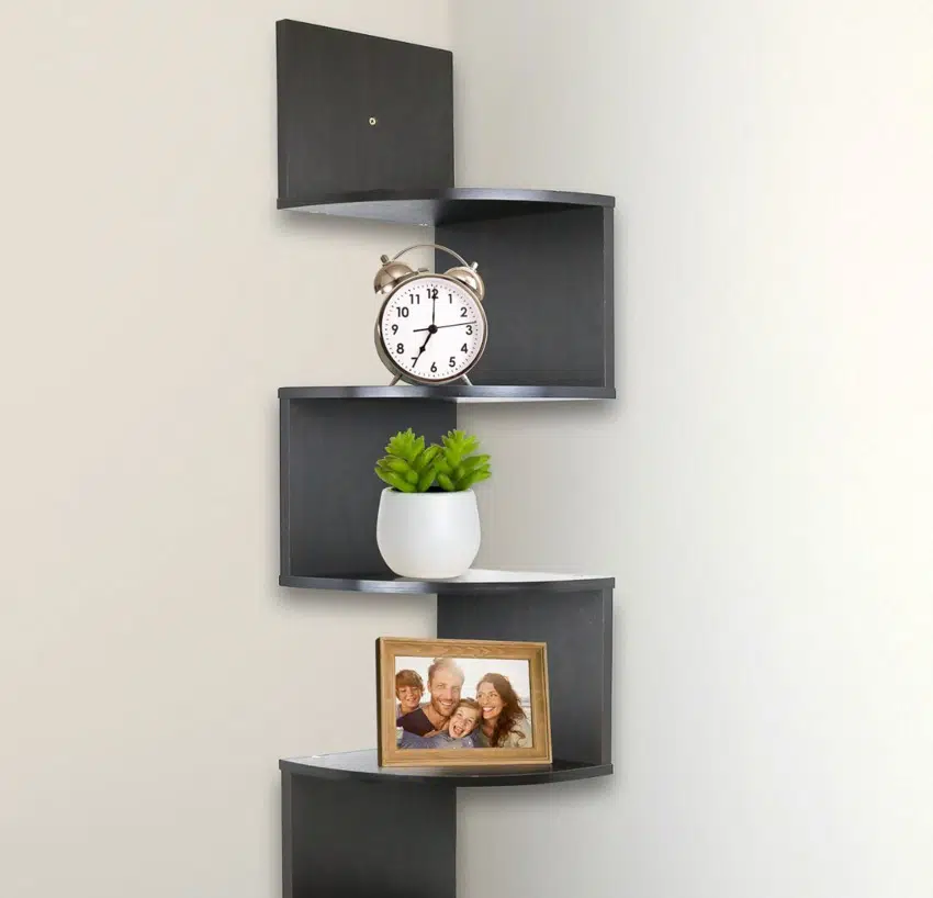 Decorative and multi functional shelves as home office wall decor