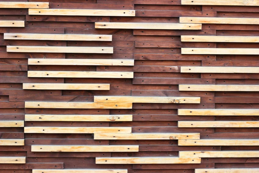 Different textures of wood slat wall
