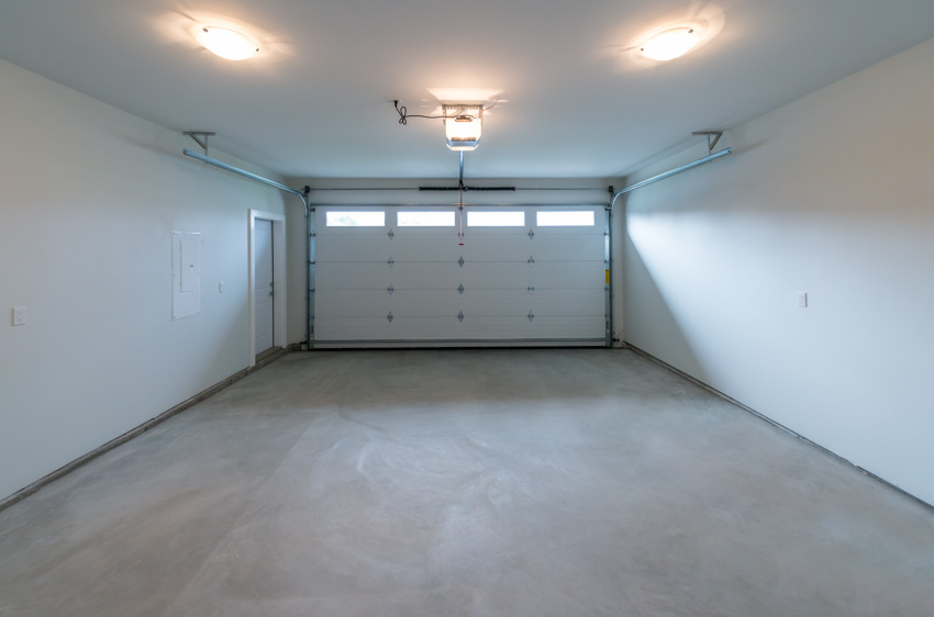 Garage door, lights ,and flooring