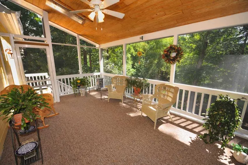 Enclosed porch screen wood ceiling chairs types of rooms in a house