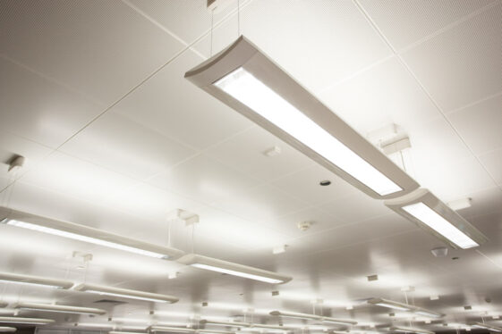 Garage Shop Lights Installed On White Ceiling Is 561x374 