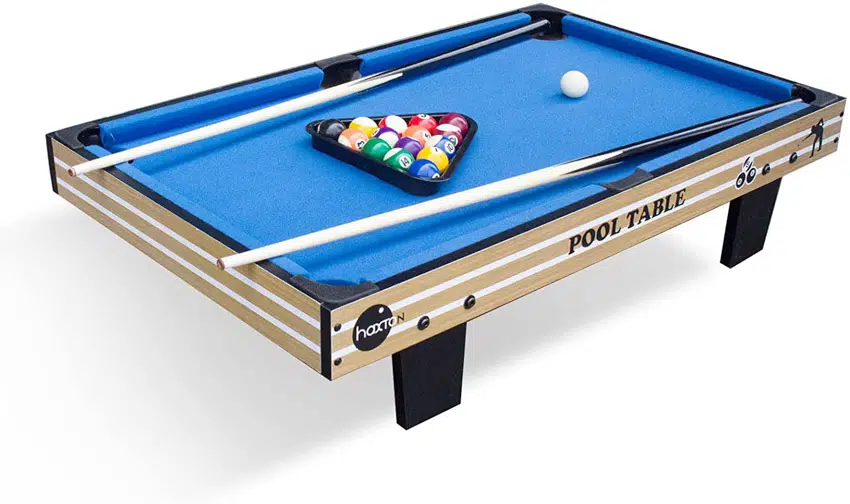 Mini table top with balls and cue sticks