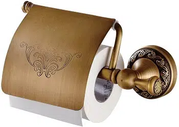 Wall mounted antique brass holder for toilet paper
