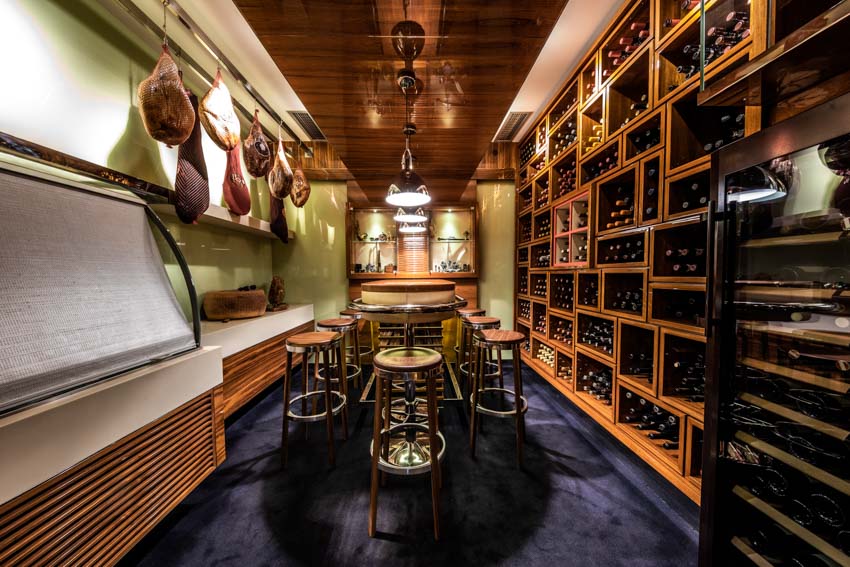 Wine cellar types of in a house wood ceiling high stools