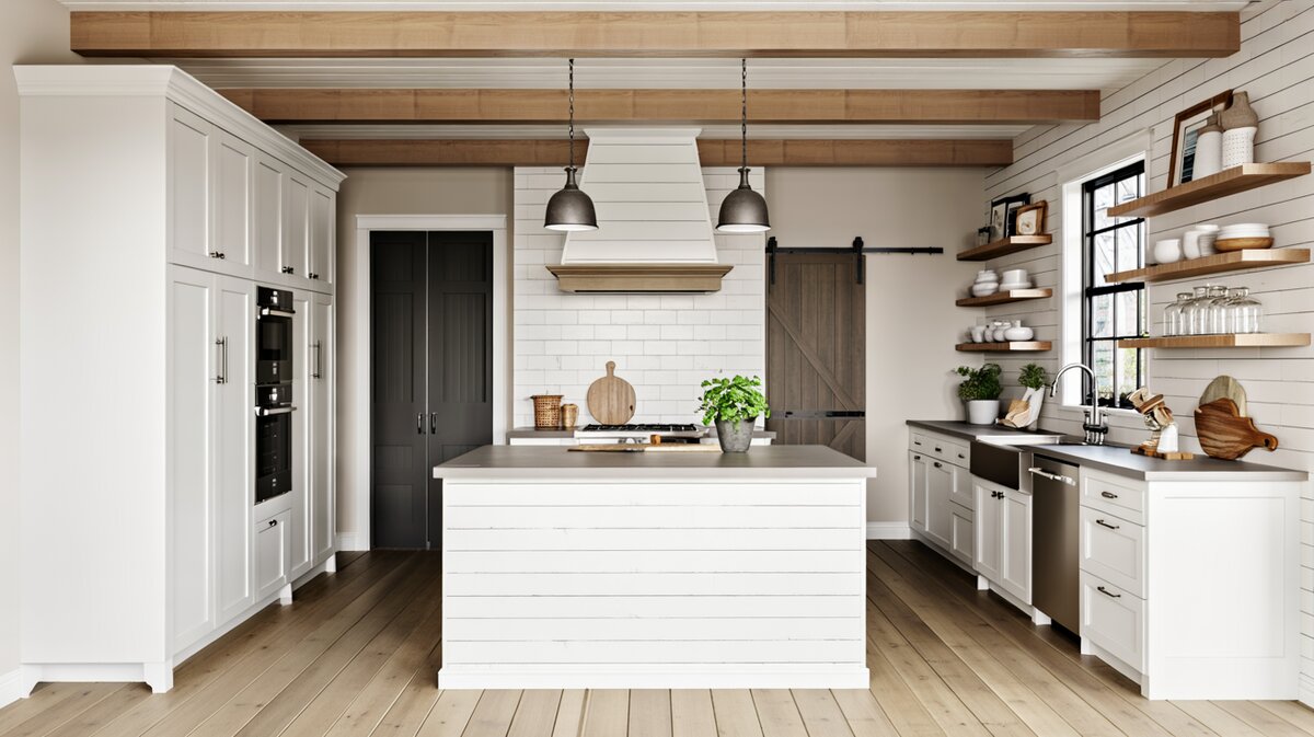 Island with shiplap on the front