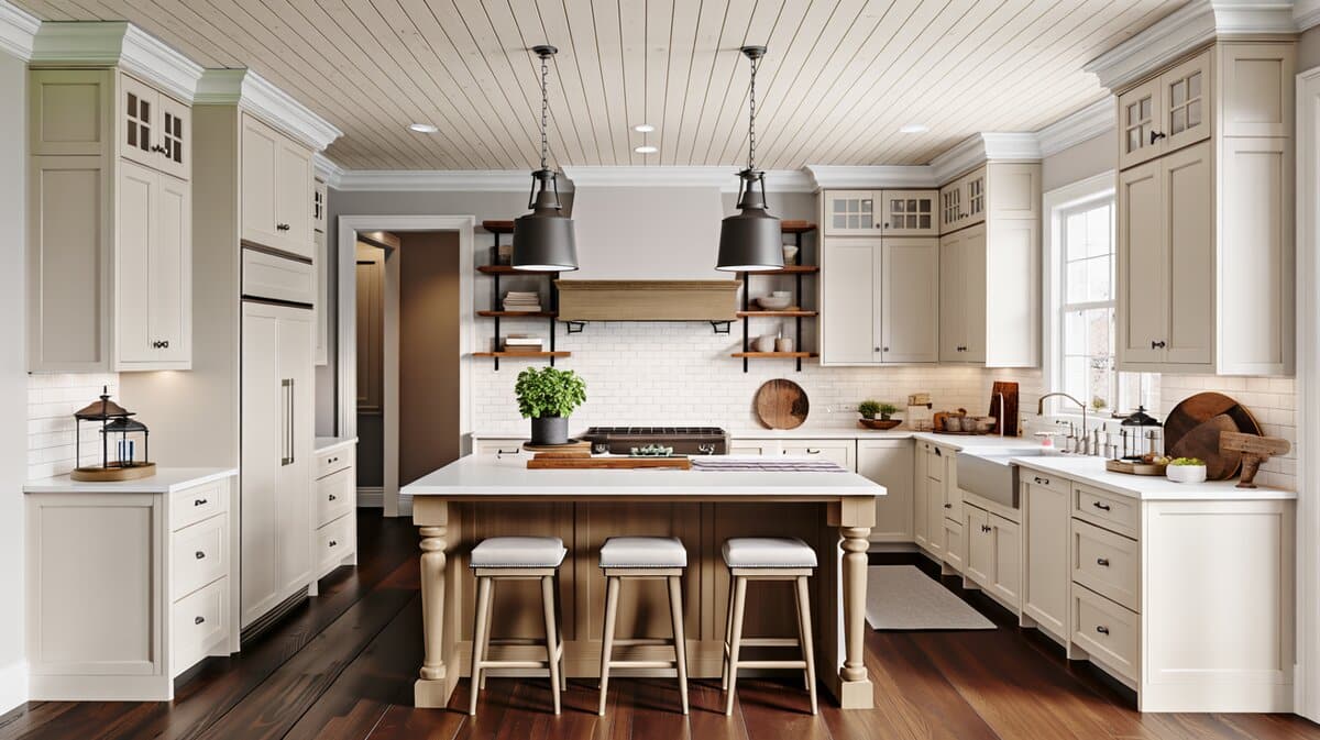 Ceiling made of shiplap boards