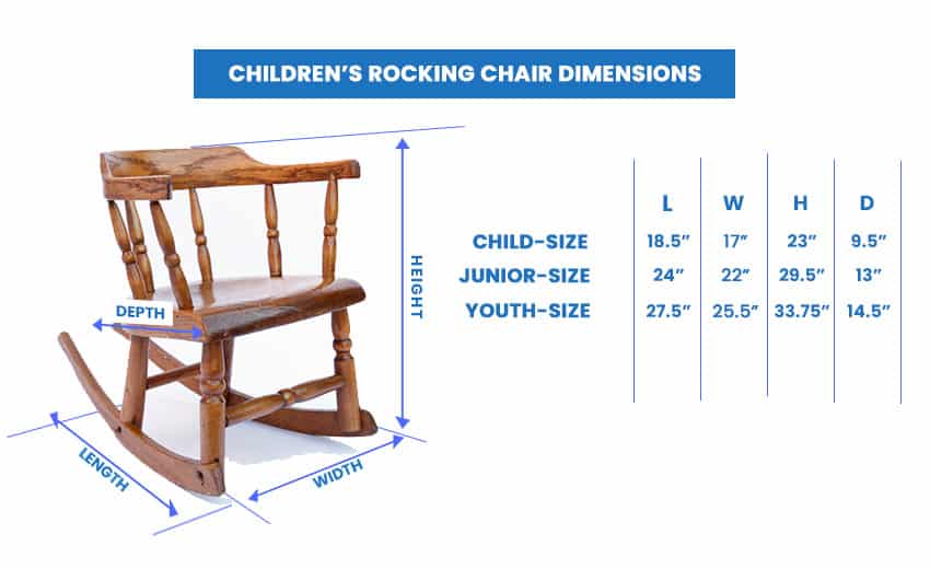 Children's rocking chair sizes dimensions