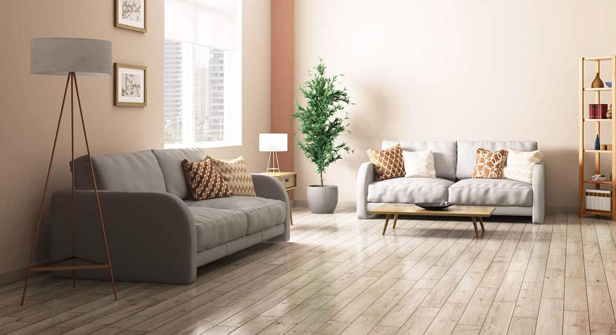 A light grey and medium grey color sofa