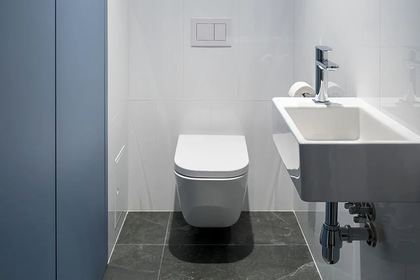 Small toilet with wall hung toilet