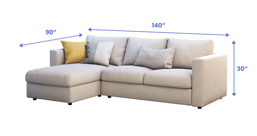 Sofa chaise lounge dimensions