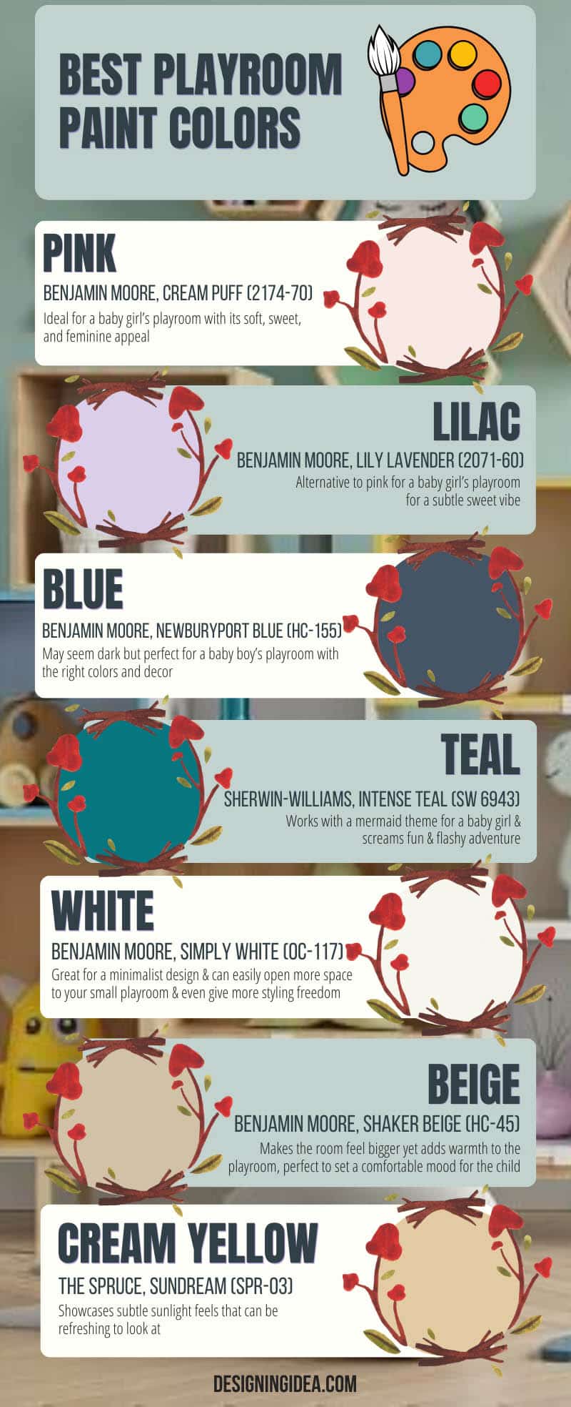 Best playroom paint colors infographic